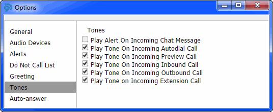Tones Tab If your softphone automatically answers incoming calls, you can enable a sound to be played when calls are