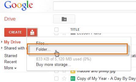 folders to your Google Drive from the web. To Upload a Folder on the Web: 1.