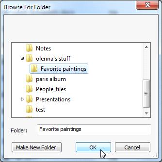 2. Locate and select the folder you wish to upload and then click OK. Selecting a folder to upload 3.