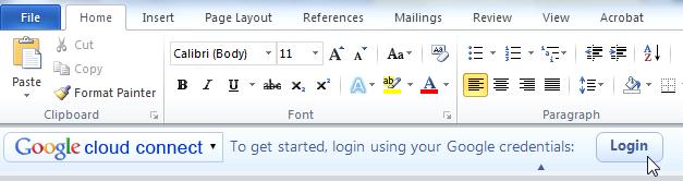 The Cloud Connect toolbar in Word 8.