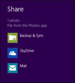 Getting Started Sharing files with other apps You can use the Windows Share feature from other apps to upload files into Backup & Sync. To use file sharing: 1.