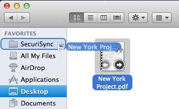 Files and Folders can be moved to the SecuriSync folder using standard file/folder operations: copy/cut and paste or drag-and-drop.