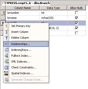 To add a constraint Use the context menu And select the desired constraint type Primary key