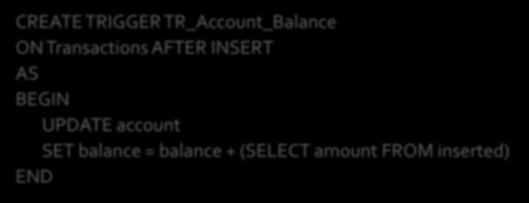 Add the amount of a transaction to the balance of the associated account