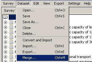5.3. Merging of datasets Click on to open the merging dialogue box. Don't forget to define a name for the dataset that will be created.