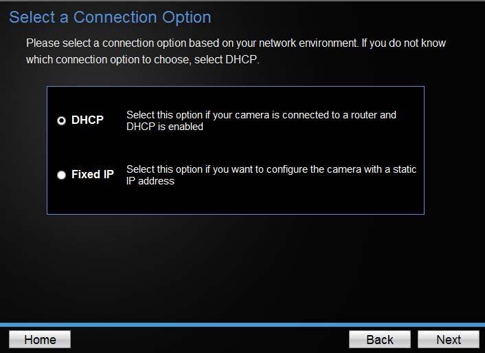 If you have more than one camera on the network, please choose the camera you wish to set up by identifying its MAC