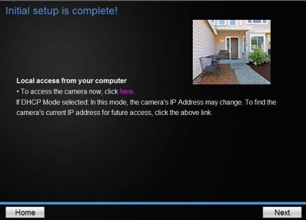 Click here to access to the camera s web page or click Next for mobile app installation. Windows will prompt you to login, once login the live view on this window will appear.