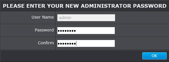 Enter the user name, admin, and the default password, admin, and then click OK. 15.