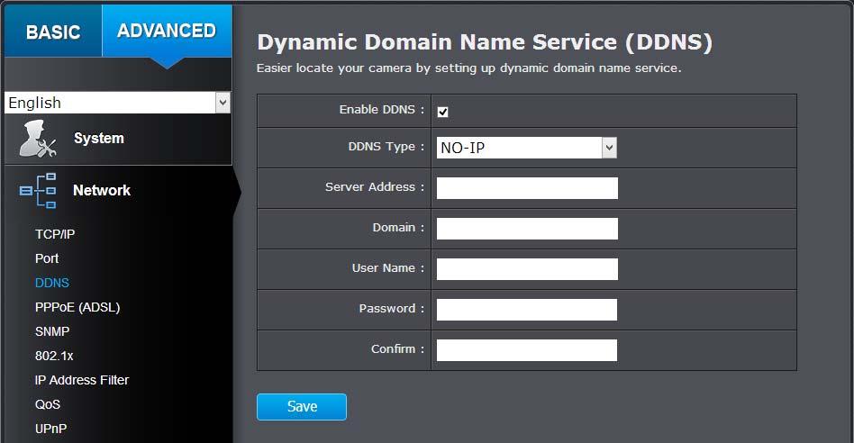 DDNS Dynamic Domain Name Service, DDNS, allows you to find your camera from the Internet with an easy to remember domain name.