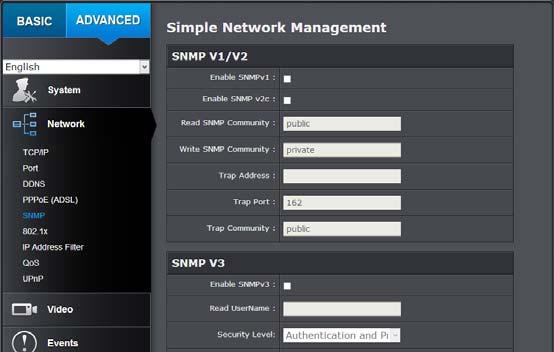 SNMP SNMP Settings allows you to assign the contact details, location, community name and trap settings of SNMP. This is a networking management protocol used to monitor network attached devices.