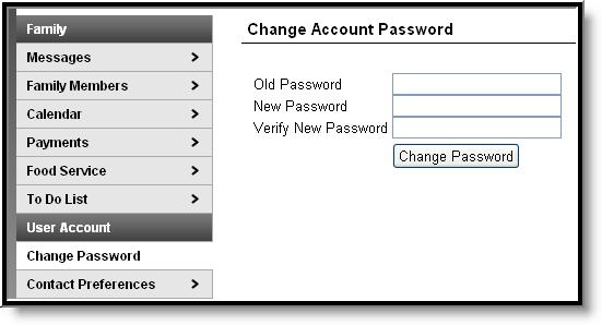Overview PATH: Campus Portal > User Account > Change Password Some districts require users to reset their passwords from time to time, but users also have the option of changing their passwords at