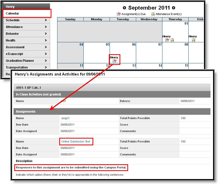 Image 1: Accessing Assignments through the Calendar Through the Schedule Tab From the Schedule tab, click the Course Name next to the Notebook
