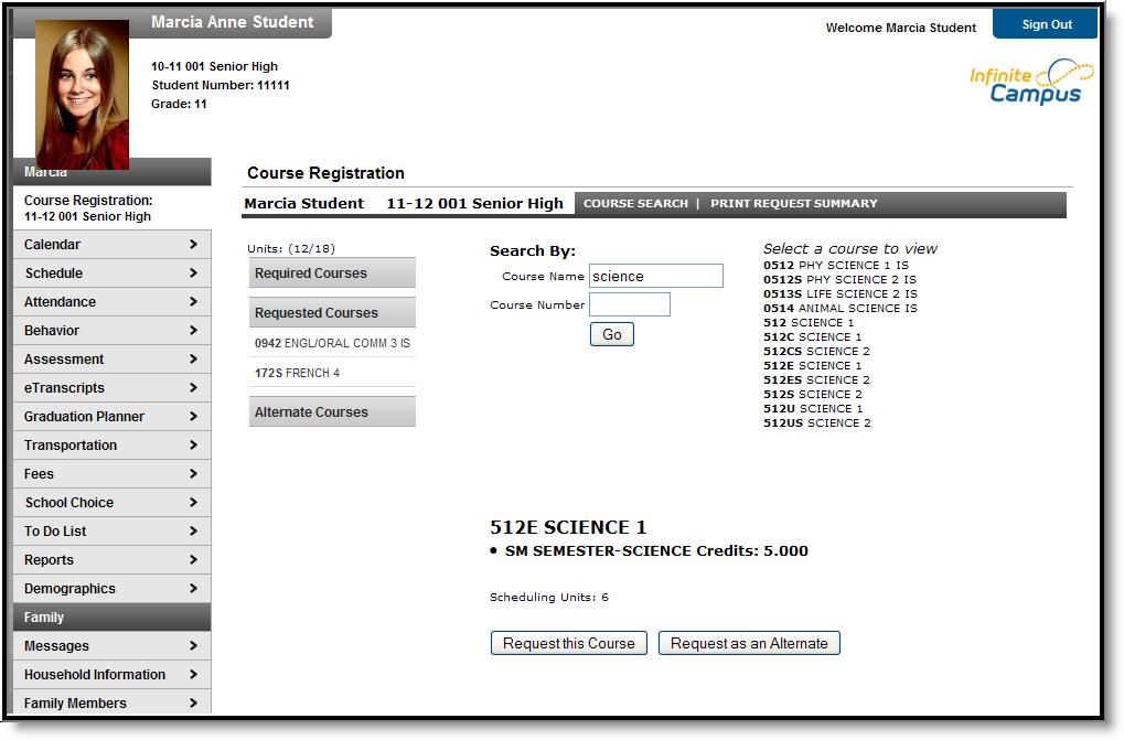 Image 1: Course Registration Tab for a Student Course Registration Logging into the Portal 1. From the portal login screen, enter the Username and Password that has been assigned.