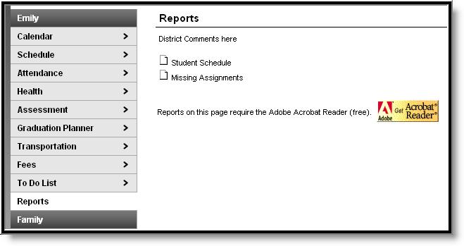 Reports (Portal) Reports Learning and Education Plans This document is written for use by parents.