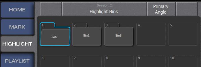 Introduction Figure 2: Slots displayed on Highlight screen Bins: A collection of like items. A bin is similar to a PC Folder.