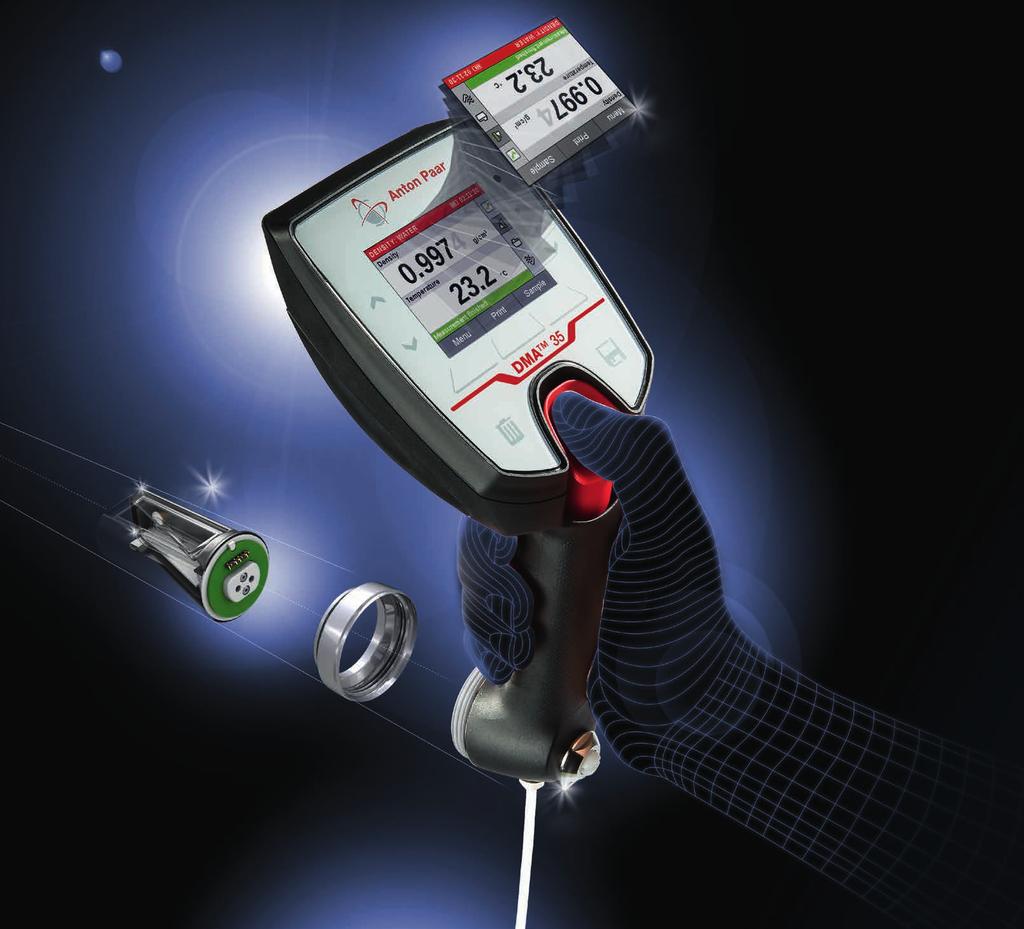More than 50 years of experience in your hand DMA 35 is your portable digital meter for determining density, specific gravity, and concentration directly at the sampling location.