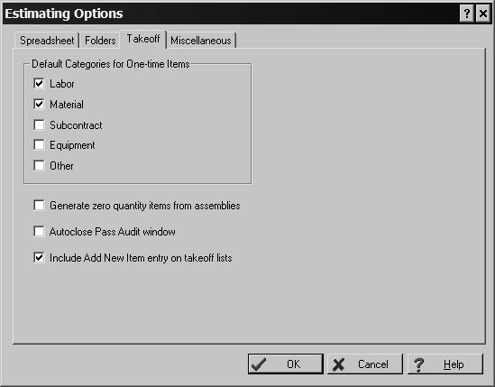 Perform Takeoff Section 5 25 Add New Item You can add new items to your estimate from within quick takeoff, item takeoff, or assembly takeoff, if your settings allow it.