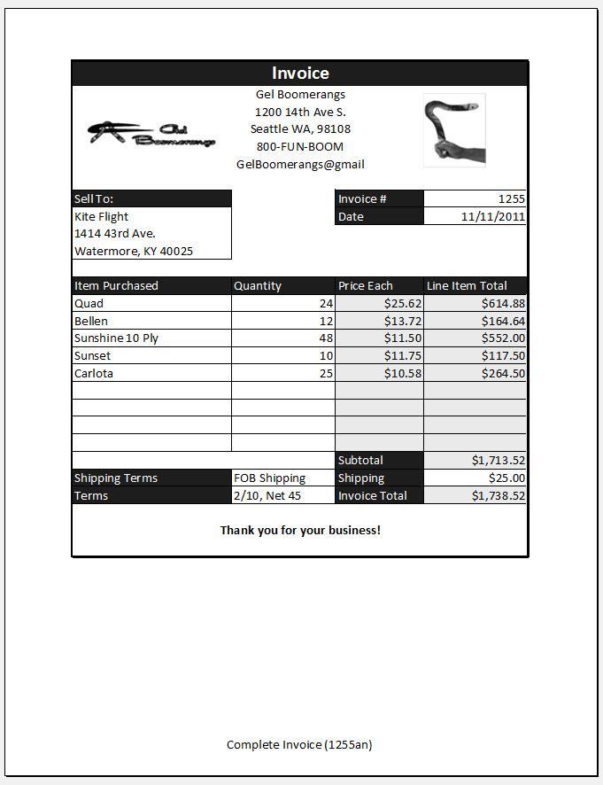 8) Page Setup As we learned about earlier in this class, Page Setup in necessary to print just the Invoice and not