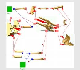 Graphic 3D view of the configured wheel loader lifting unit mechanism.