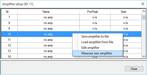 Using this list display in the dialog, you can carry out the following functions: Save amplifier to file This command lets you save an amplifier preset from a device as a separate file.