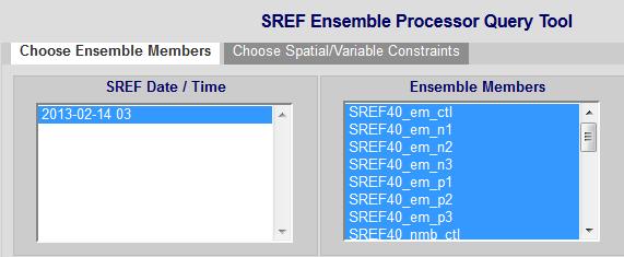 SREF Query Tool -1 To make it easier for forecasters to formulate their own queries, I created a web application in Java and Google Web Toolkit (GWT) that communicates