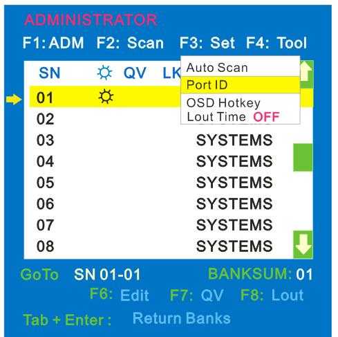 F3 Menu Overview Operating instructions 1) Press F3 or enters the F3 submenus. 2) Press moves the highlight bar to select the submenu. 3) Press Enter selects and exits Set menu.