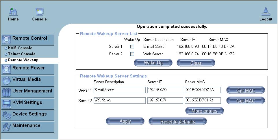 Remote Wake-up IThe IP-KVM provides the remote power wakeup function, which can remotely wake up the sleeping computer.