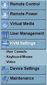 7.4 KVM Settings User Console The following settings are user specific.