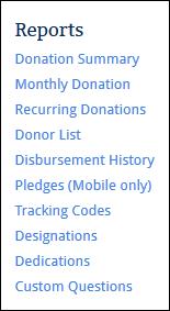 Dashboard and Reports Keep track of all of your donations in one convenient place.