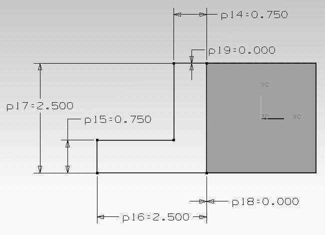 2-26 Parametric Modeling with UGS NX 9. On your own, modify the two location dimensions to 0.