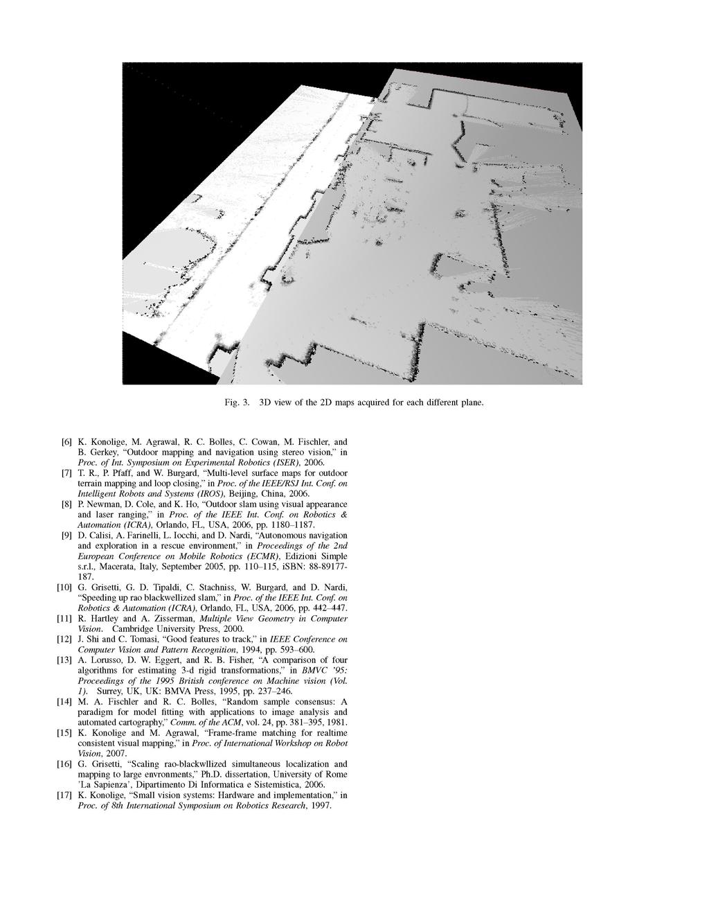 Fig. 3. 3D view of the 2D maps acquired for each different plane. [6] K. Konolige, M. Agrawal, R. C. Bolles, C. Cowan, M. Fischler, and B.