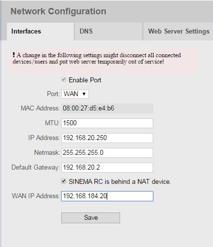 Connecting the SINEMA RC Server to the WAN 1.4 Check the interface 1.4 Check the interface Procedure 1.