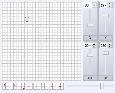 The Pan and Tilt palette for the XY channels: The palette can save customized positions: 1 Choose your position with the palette 2 Right-click on a position room to save the XY location.