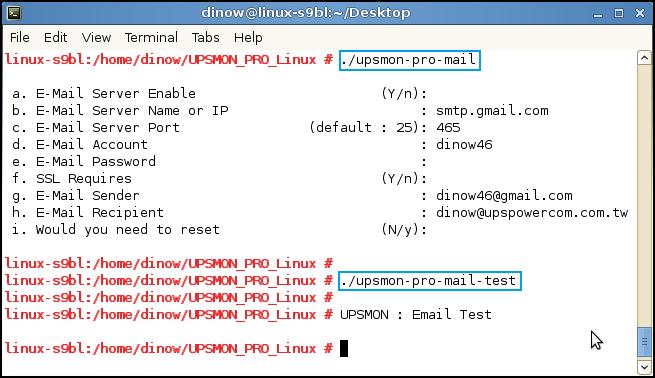 DD. UPSMON PRO Config D.1 Command : upsmon-pro-mail ==> This configuration will help you to get email notification once ups events occurs a.