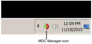 Figure 1 MDC Manager Icon in system tray If you are installing the display on an existing M7, or the icon does not appear or shows the Data911 Power Monitor Application instead, then additional