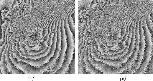 22 of 25 26/03/2008 22.35 Figure 15:(a) Differential interferogram of Landers earthquake, obtained by combininq (a) IM / IM and (b) IM / WSM acquisitions Finally, Fig.