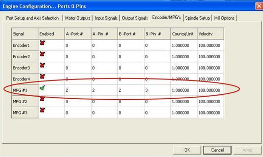 4. Configure the MPG and ENCODER on