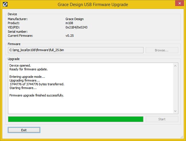 7. Click on Start Firmware Upgrade to begin the firmware upgrade process. The progress of the up grade will be indicated in a pop-up dialog box. 8.