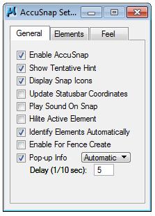 Highlighted element with AccuSnap tentative hint, snap mode icon, and snap tip. AccuSnap compliments the standard method of placing tentative points.