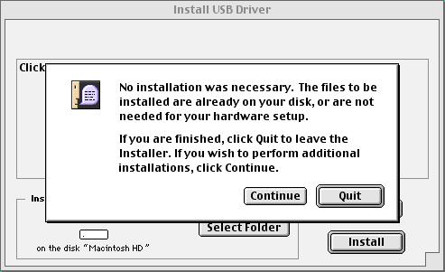Software Installation for Macintosh 10 6 Click Install. The following message appears: This installation requires your computer to restart after installing this software.