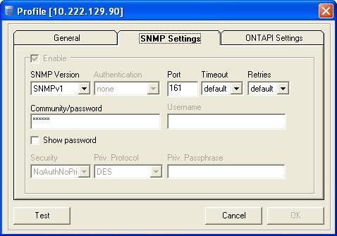 netapp Probe Configuration SNMP Settings Tab The SNMP tab allows you to