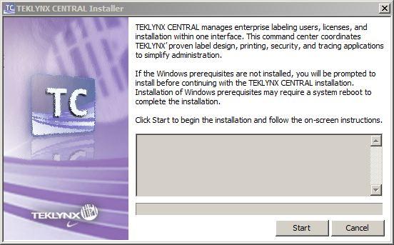 Chapter 2-2 Installation Guide Installing TEKLYNX CENTRAL 1 Insert the DVD, click TEKLYNX CENTRAL Installation, and then click the Install icon.