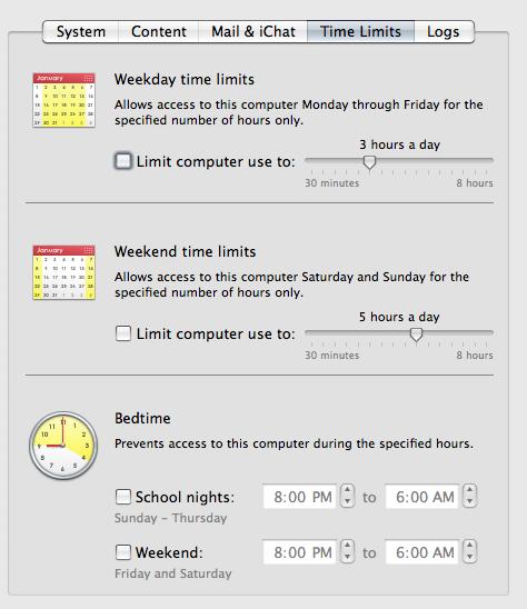 2.3. OMEJEVANJE V MAC OS X 7 Nastavimo lahko tudi čas, ko uporabnik ne sme uporabljati računalnika.