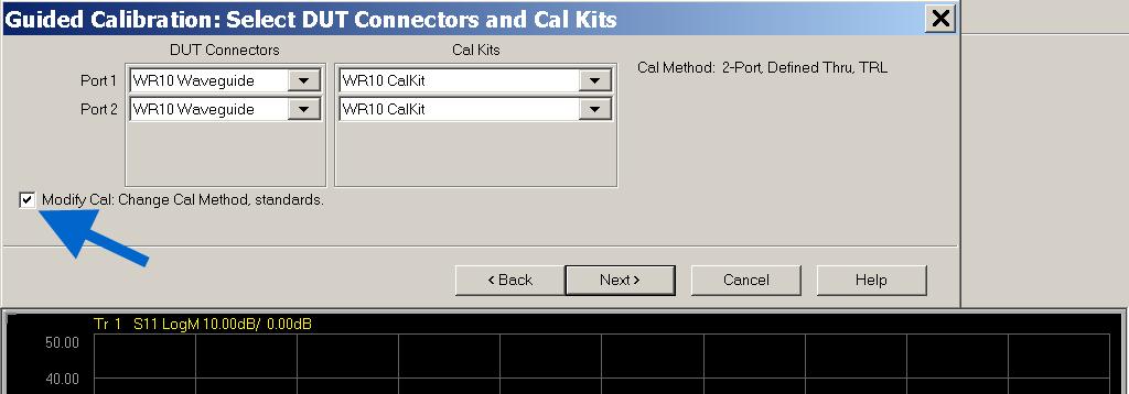 The Calibration Process (Setup Step 3) Check the Modify Cal box to specify the desired