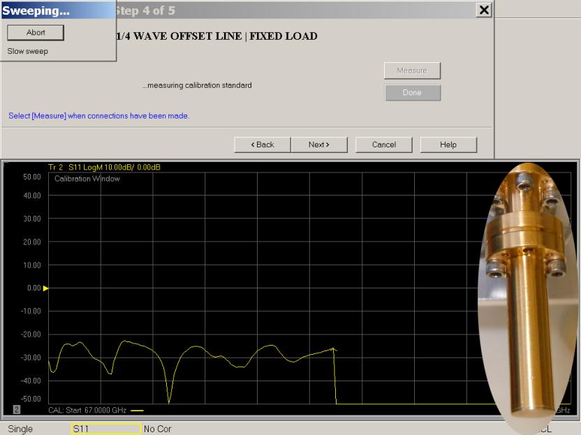 Guided Calibration Step 4: ¼ Wave Offset Load As prompted, connect the calibration standard and click Next.