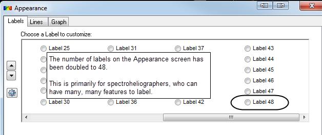 The number of labels available on the Appearance screen has been doubled: When exporting x-y