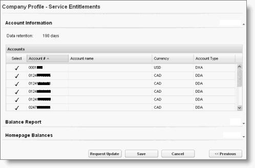VIEWING YOUR COMPANY'S SERVICE ENTITLEMENTS VIEWING YOUR COMPANY'S SERVICE ENTITLEMENTS How do I get here? The Service Entitlements page opens when you click Next on the Company Profile page.