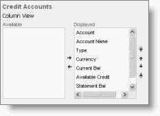 VIEWING YOUR HOME PAGE VIEWING YOUR ACCOUNT BALANCES Credit Accounts Column View Use this section to select which columns to display for credit accounts displayed in the My Balances section of your