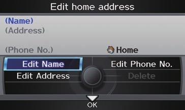 Delete an Address This feature allows you to select an address to delete. Once an address is selected, say Delete or push in on the Interface Dial to select Delete.
