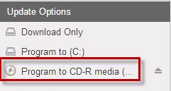 3. When ready, select the service that has been downloaded. Drag and drop the service on the appropriate media in the Update Options Area. 4.